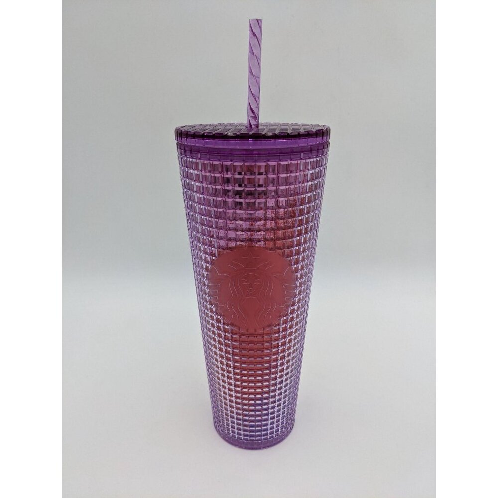 Starbucks berry purple grid venti cold tumbler with straw 24oz 2021